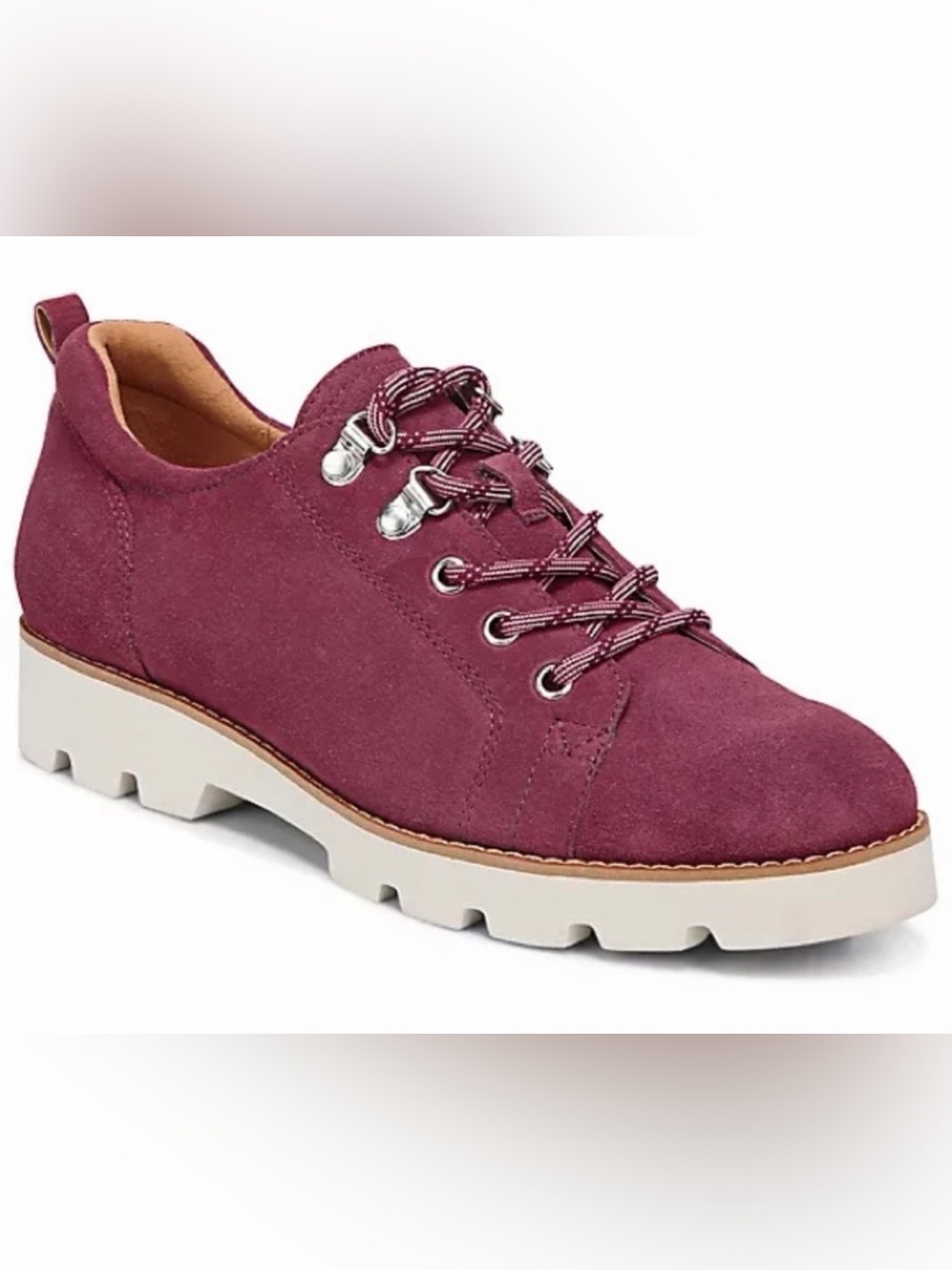 Vionic Women's Suede Lace-Up Oxford in Berry size 8